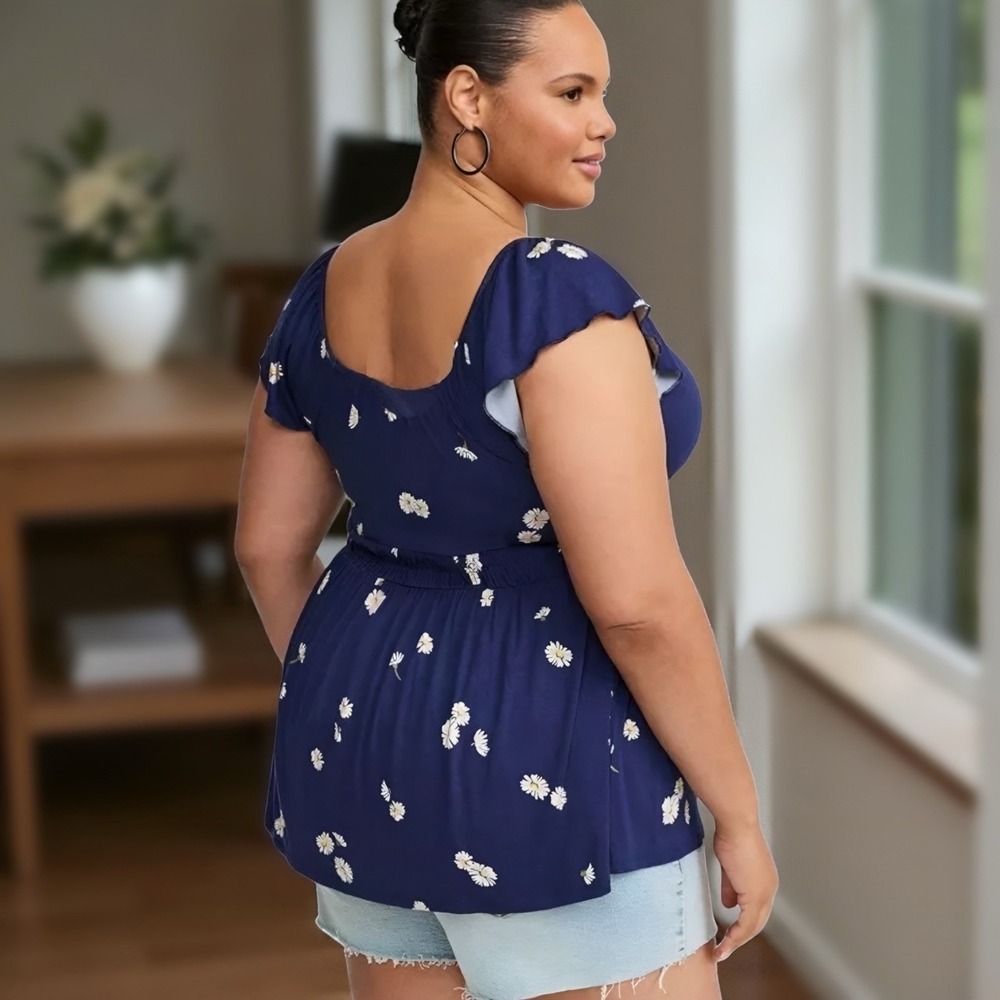 TORRID Super Soft Square Neck Cinched‎ Waist Babydoll Tank Top NWT  Size 1X - Picture 3 of 16